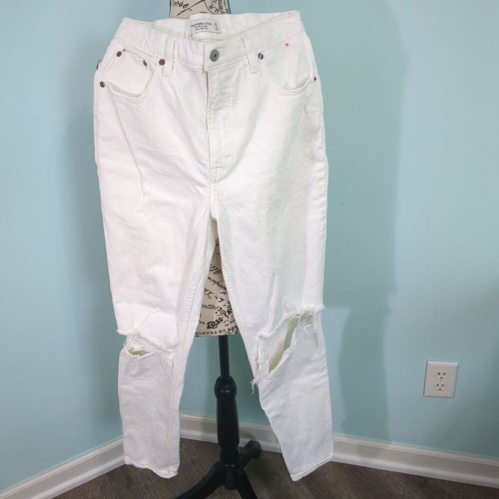 ABERCROMBIE & FITCH 90s Straight Ultra High Rise Jeans Ivory 29 8r